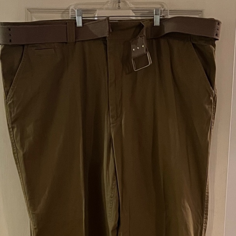Men's Khaki Chinos Boulder Creek Trading Co 52/38 Big Tall with Belt